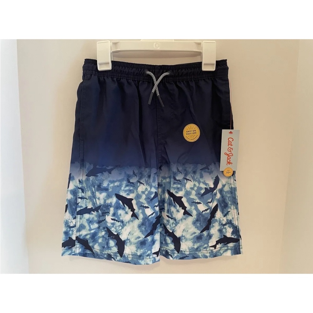 Cat & Jack Boy’s Shark Swim Trunks - MEDIUM (8/10) - UV Protection